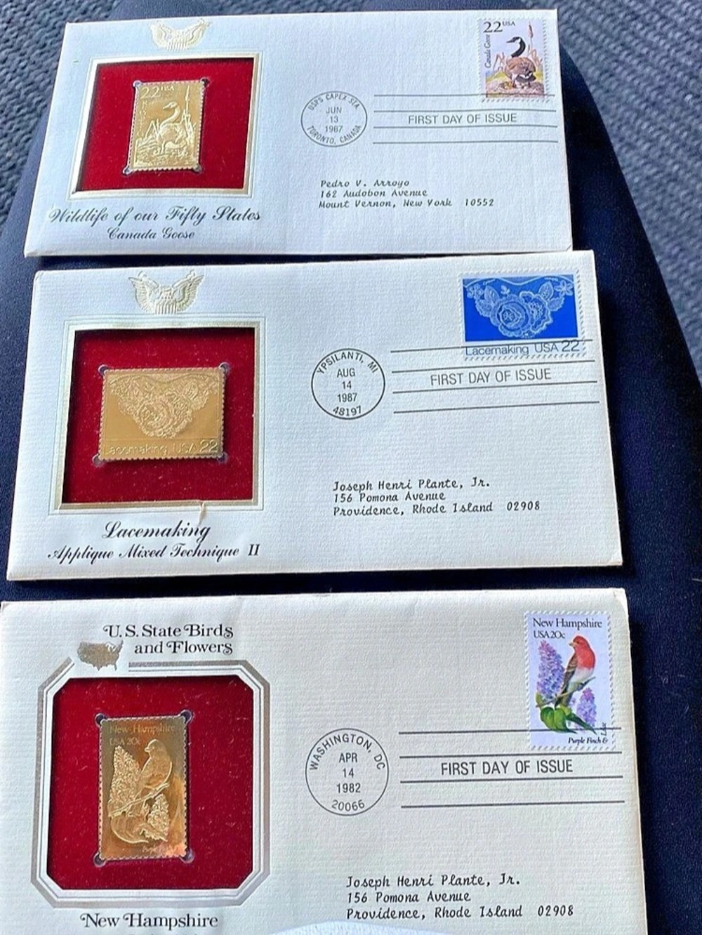 Postal Commemorative Society Golden Replicas of United States Stamps First Day